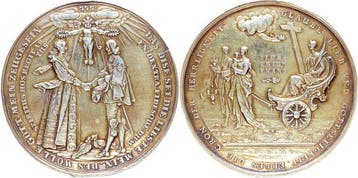 Allemagne, Brême. –. Altvergoldete Silbermedaille 1640