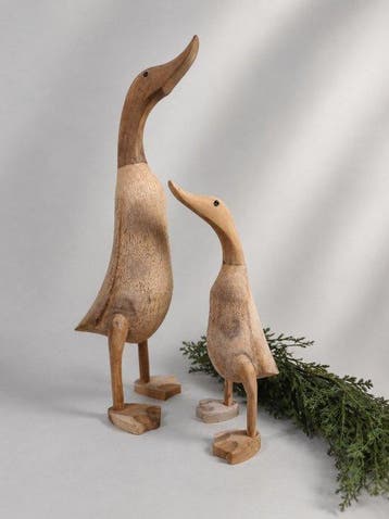 Beeld, set of 2 handmade wooden ducks - 50 cm - Hout