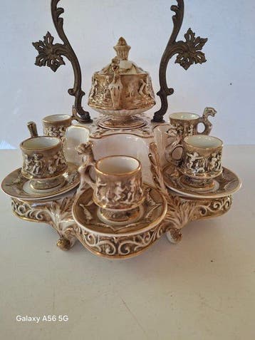 capodimonte - Koffieservies (14) - Keramiek, Brons