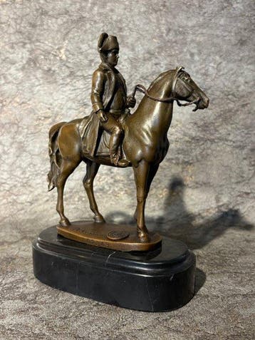 Statue, sculptuur van Napoleon op paard - 18.5 cm - Bronze,