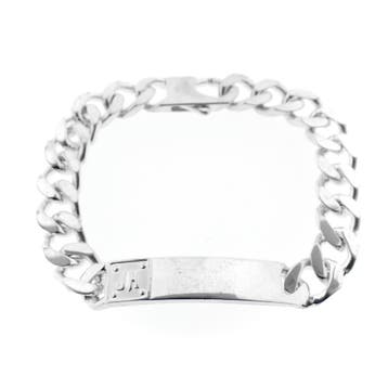 Zilveren armband met graveerplaatje (Schakelarmband), Handtassen en Accessoires, Armbanden, Ophalen of Verzenden, Gebruikt, Zilver