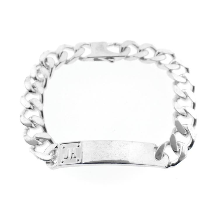 Zilveren armband met graveerplaatje (Schakelarmband), Handtassen en Accessoires, Armbanden, Zilver, Gebruikt, Zilver, Ophalen of Verzenden
