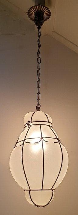 Gekooide hanglamp - Glas, Staal - Venetiaanse stijl hanglamp
