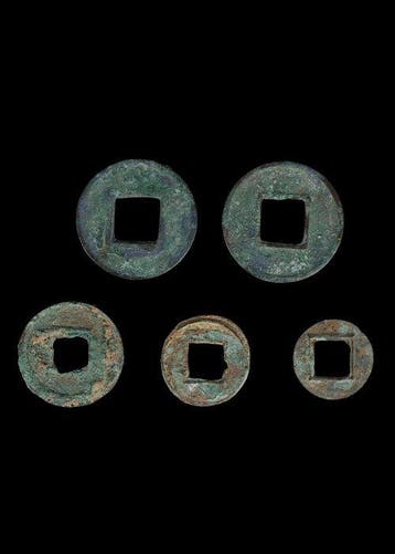 Oud-Chinees Brons Geldmuntenverzameling (5) (Zonder, Antiek en Kunst