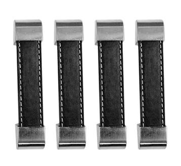 Set van 4 zwarte leren handgrepen (96 mm, metalen eindstuk), Verzenden, Nieuw