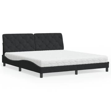 vidaXL Bed met matras fluweel zwart 180x200 cm, Verzenden, Nieuw