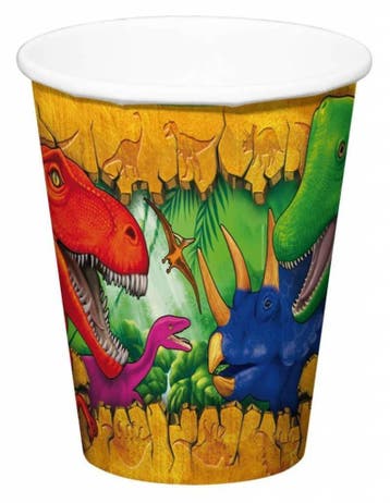 Dinosaurus Bekers Karton 250ml 6st, Verzenden