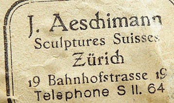 Etichetta Originale di Prestigio J. Aeschimann, Zürich -