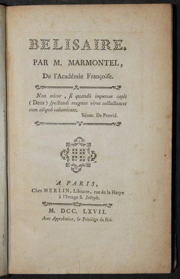 M. Marmontel - Belisaire Par M. Marmontel De L`Academie