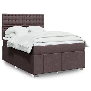 vidaXL Boxspring met matras stof donkerbruin 140x200 cm, Huis en Inrichting, Verzenden, Nieuw