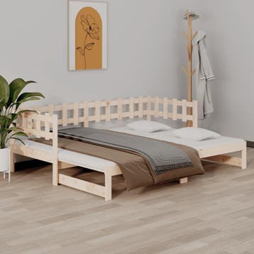 vidaXL Slaapbank uitschuifbaar 2x(90x200) cm massief, Verzenden, Nieuw