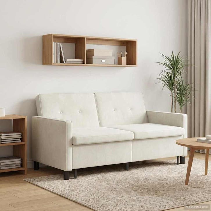 vidaXL Slaapbank / zetel Crèmekleurig Stof, Maison & Meubles, Canapés | Salons, Envoi