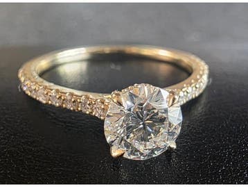 Veiling - Gouden ring met 1 crt Briljant diamant ( IGI ), Bijoux, Sacs & Beauté