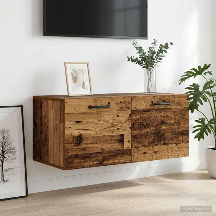 vidaXL Wandkast Muurmontage Oud hout 80 x 36,5 x 35 cm, Maison & Meubles, Armoires | Armoires murales, Envoi