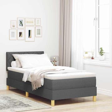 vidaXL LED Box Spring Bed met hoofdeinde Donkergrijs 90 x, Huis en Inrichting, Verzenden, Nieuw