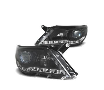PHARES POUR VOLKSWAGEN VW TIGUAN 07-11 LED DIURNES FOND NOIR, Verzenden
