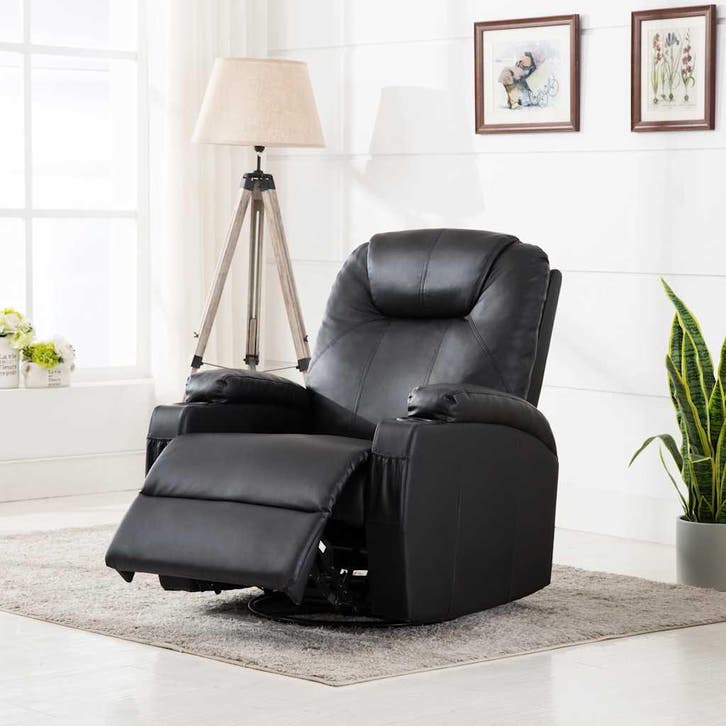 vidaXL Massagestoel schommelend kunstleer zwart, Maison & Meubles, Chaises, Envoi