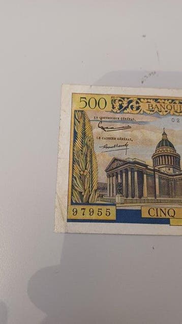 Frankrijk. - 5 Nouveaux Francs sur 500 Francs 1959 - Pick