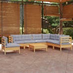 vidaXL 8-delige Loungeset met grijze kussens grenenhout, Verzenden, Nieuw, Loungeset