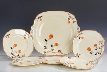 W. H. Grindley England - Schaal (6) - Zesdelig art deco