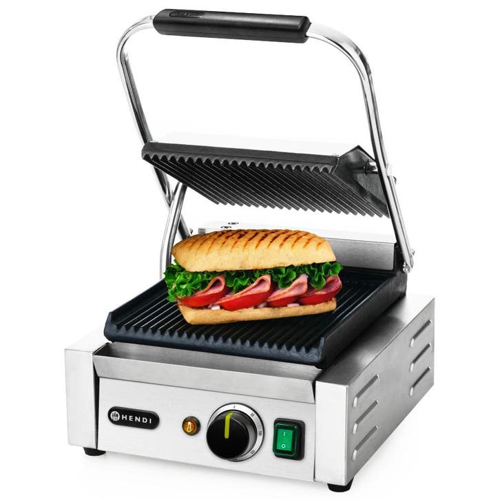 Contact-/Paninigrill | Enkel | Gegroefd Oppervlak 220x230, Articles professionnels, Horeca | Équipement de cuisine, Envoi