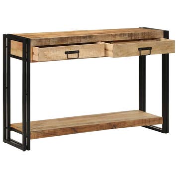 vidaXL Wandtafel met lade Bruin 120 x 33 x 75 cm Massief, Huis en Inrichting, Tafels | Bijzettafels, Verzenden, Nieuw
