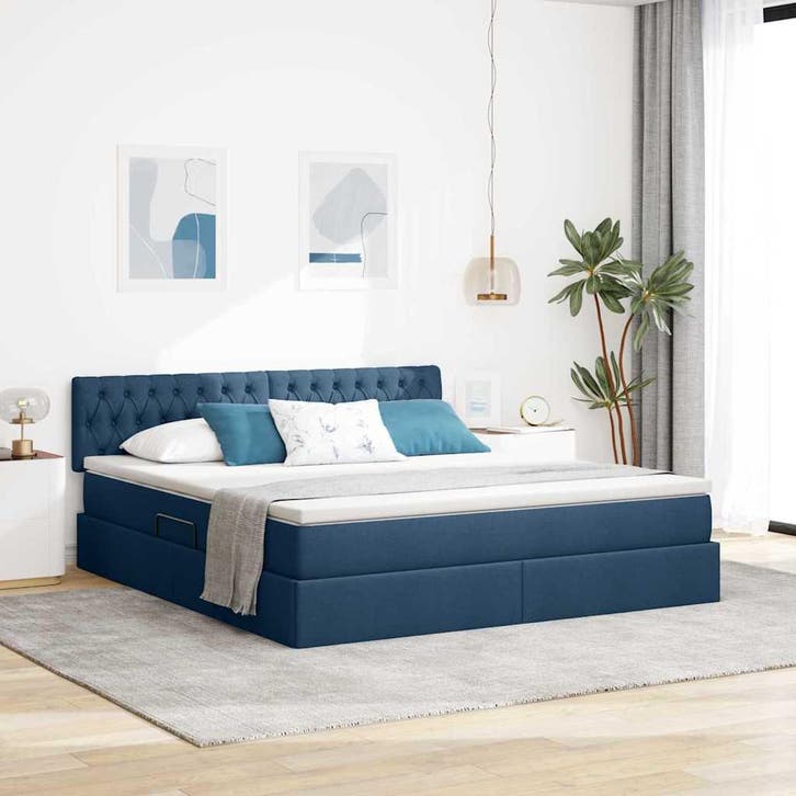 vidaXL Opbergbed met matras met hoofdeinde Blauw 180 x 200, Maison & Meubles, Chambre à coucher | Lits, Envoi