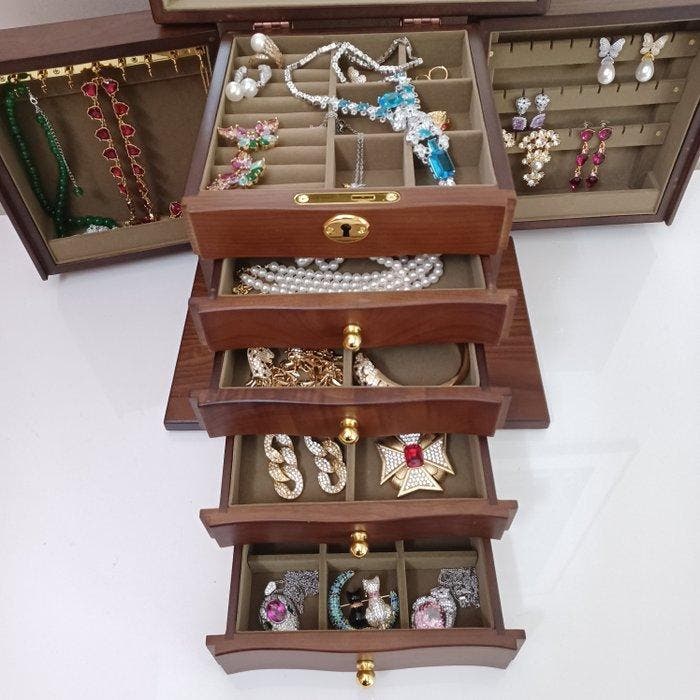 Boîte à bijoux - Bois - Miroir, Antiquités & Art, Art | Objets design