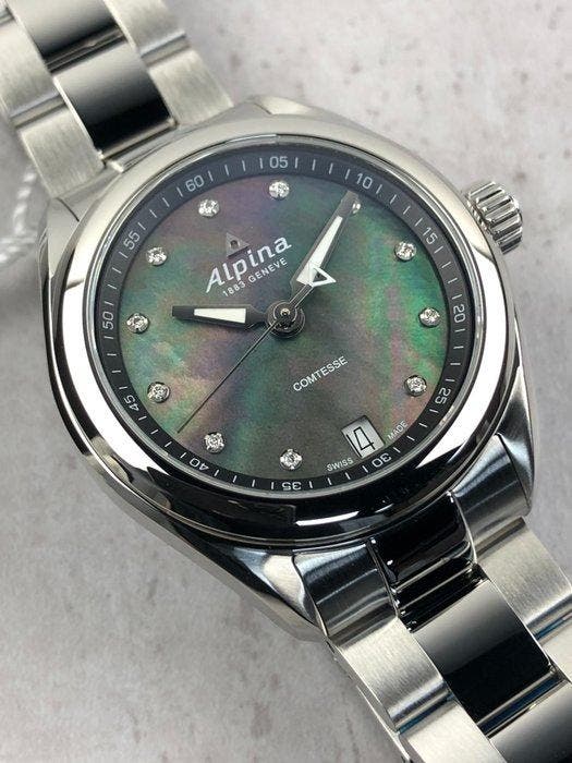 Alpina - Comtesse Lady Diamonds - AL-240MPBD2C6B - Dames -, Handtassen en Accessoires, Horloges | Heren