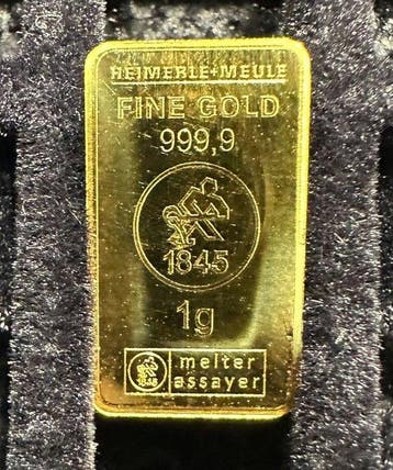 1 gram - Goud .999 - Heimerle + Meule, Germany (Zonder