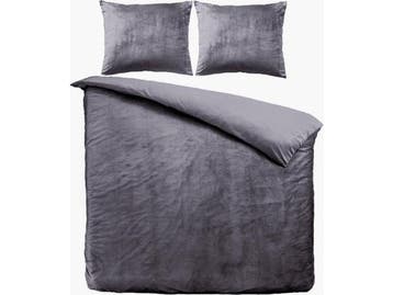 Veiling - Dekbedovertrek Velvet Veloers grijs 200x200cm+2slo, Huis en Inrichting, Nieuw