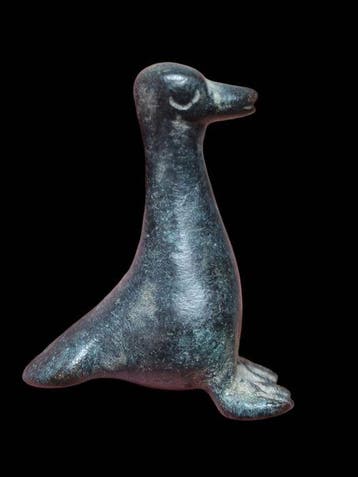 La Grèce antique Bronze Superbe statue de canard, Antiquités & Art