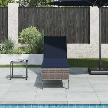 vidaXL Ligstoel met kussen grijs 55x200x44cm polyrotan, Verzenden