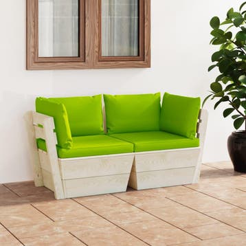 vidaXL Tuinbank 2-zits met kussens pallet vurenhout, Verzenden, Nieuw