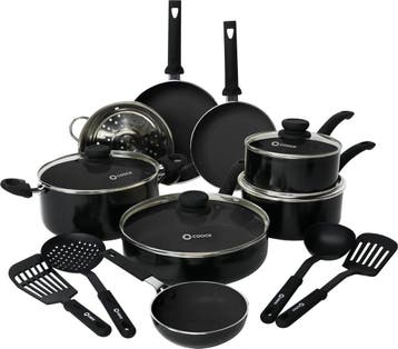 2dekans | COOCK 19-Delige Pannenset Inductie - Zwart -, Ophalen of Verzenden, Nieuw