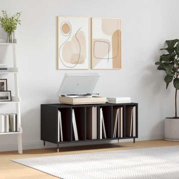 vidaXL Platenkast 100x38x48 cm bewerkt hout zwart, Huis en Inrichting, Woonaccessoires | Cd- en Dvd-rekken, Verzenden, Nieuw