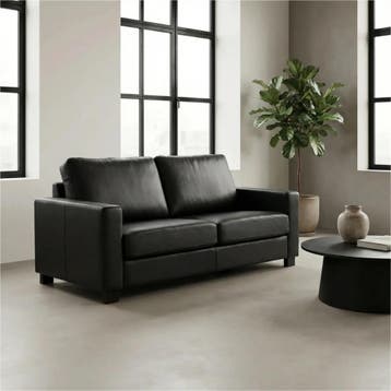 Leren bank Energy - 3 zits - Toledo Nero (zwart) - Poten, Nieuw, Ophalen of Verzenden, Modern, 200 tot 250 cm