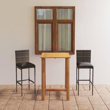 vidaXL 3-delige Tuinbarset met kussens grijs, Tuin en Terras, Verzenden, Nieuw