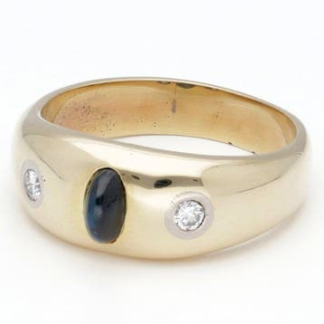 Ring - 14 karaat Geel goud Saffier - Diamant, Nieuw