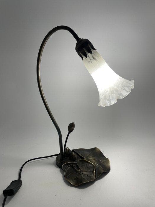 Lampe - Lampe Water Lily – Tulipe en verre dépoli et métal, Antiek en Kunst, Curiosa en Brocante