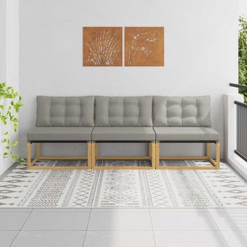 vidaXL Buiten Midden Sofa Massief Acacia Hout Wit, Verzenden, Nieuw