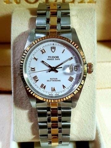 Tudor - Prince Date - WHITE ROMAN DIAL - Zonder