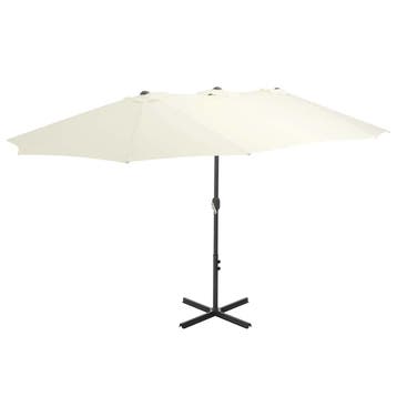 vidaXL Parasol met aluminium paal 460x270 cm zandkleurig, Verzenden
