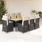 vidaXL 9-delige Tuinset poly rattan zwart, Verzenden, Nieuw, Tuinset