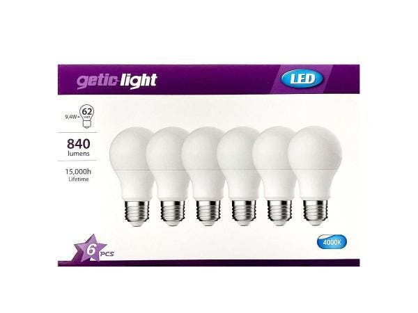 Veiling - 10x Getic-Light led-lamp 6-pack 9,4W E27 Frost, Huis en Inrichting, Lampen | Spots