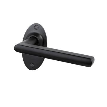 Deurklink Piatto mat zwart met ovale rozetten - voor binn..., Ophalen of Verzenden, Nieuw, IJzer, Klink of Kruk