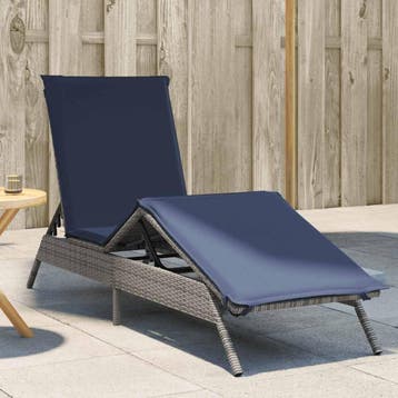 vidaXL Ligstoel met kussen grijs polyrotan, Tuin en Terras, Verzenden, Nieuw