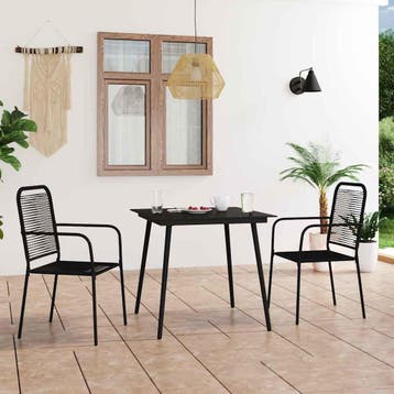 vidaXL 3-delige Tuinset katoenen touw en staal zwart, Verzenden, Tuinset