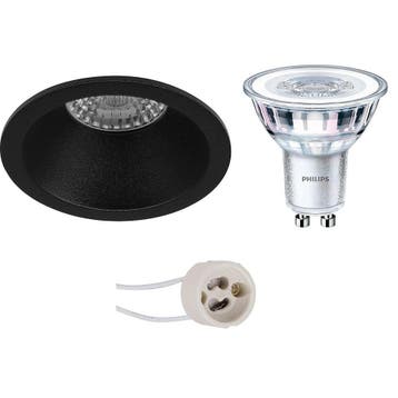 LED Spot Set Mat Zwart - Ronde Inbouwspot 5W LED Warm Wit GU, Verzenden
