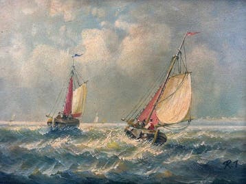 Wanddecoratie - Frankrijk - Zeilende schepen op de Noordzee